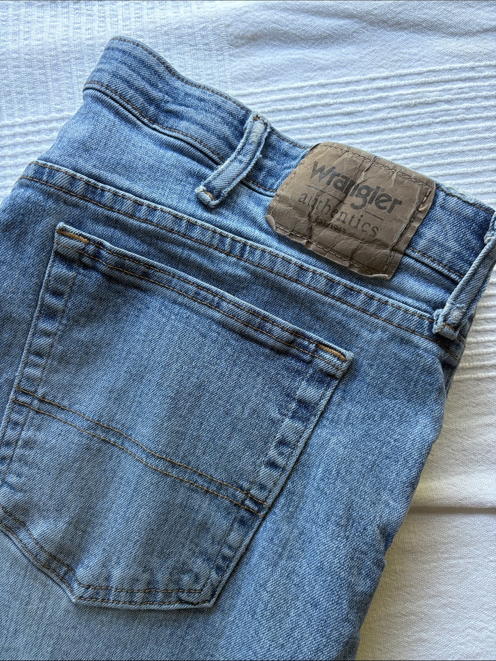 Wrangler Light Blue Denim Jeans with Leather Patch